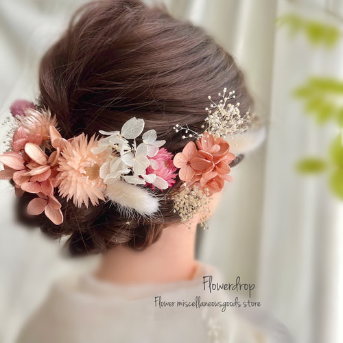 ヘッドドレス ドライフラワー68 ドライフラワーヘッドドレス/ウェディングヘアアクセサリー 大サイズ