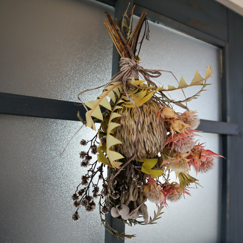 ワイルドフラワースワッグのお正月飾り/2wayセパレート 分離型 ドライ