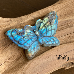 品質のいい 青い蝶♢ カービングラブラドライト02 HaRuKy 天然石 天然石 ピアス