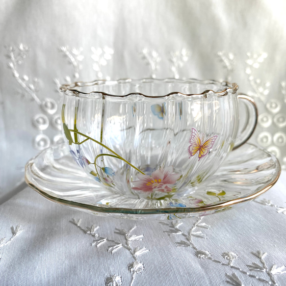 ガラスのカップ&ソーサー・オリエンタル 1枚目の画像
