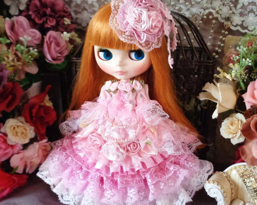 【アンティ】ドール　赤ちゃん　ドレス　服　スイーツ　薔薇 アンティ様専用】ドール 赤ちゃん ドレス 服 スイーツ 薔薇