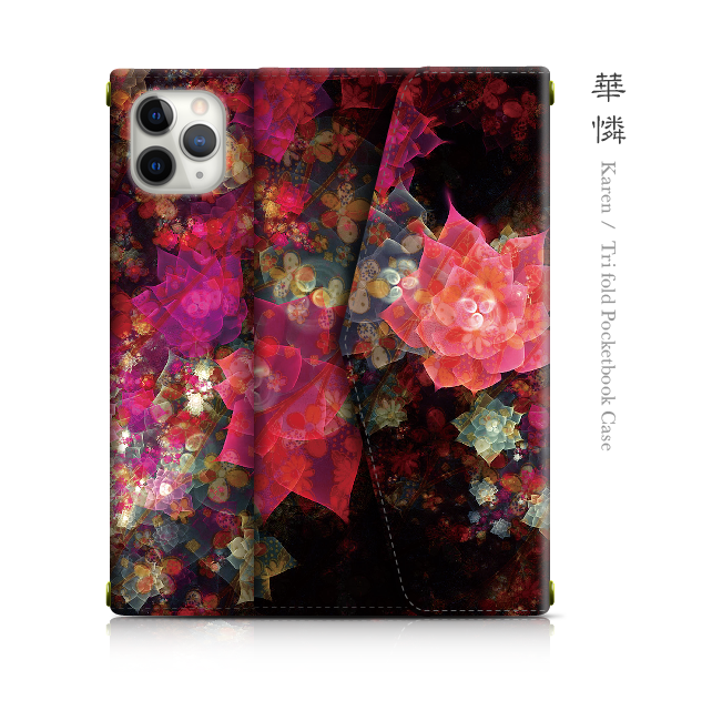 華憐 - 和風 三つ折り手帳型 iPhoneケース【iPhone全機種対応】スマホショルダー/カード収納