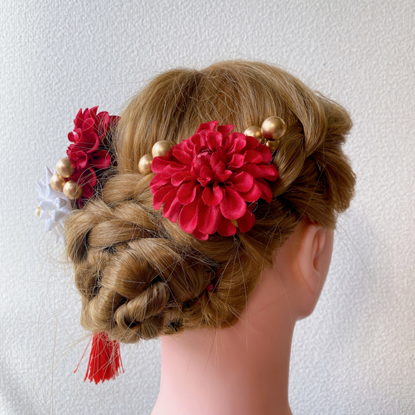 つまみ細工と造花の髪飾りセット(7) 2枚目の画像