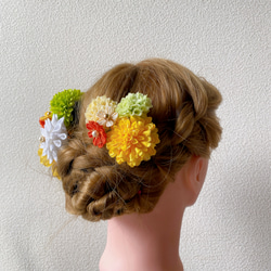つまみ細工と造花の髪飾りセット(10) 3枚目の画像