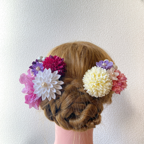 つまみ細工と造花の髪飾りセット(11) 1枚目の画像