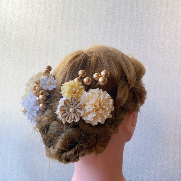 つまみ細工と造花の髪飾りセット(12) 3枚目の画像