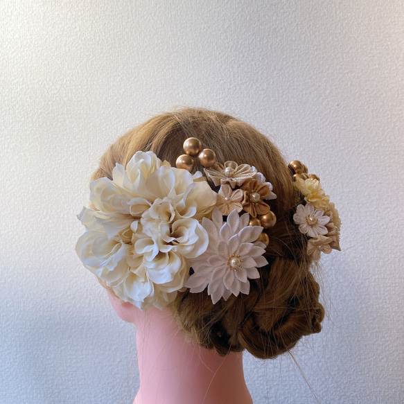 つまみ細工と造花の髪飾りセット(12) 2枚目の画像