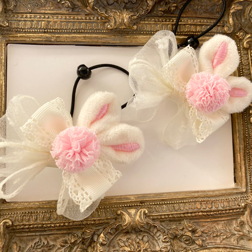 オーガンジーリボンヘアゴム 春うさぎ オーガンジーリボンヘアゴム 春うさぎ オーガンジーリボン/ヘアゴム