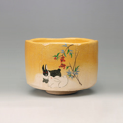 2025年 新春◇楽焼〚夢見る猫〛抹茶碗◇ 茶道具 季節茶碗 楽入印