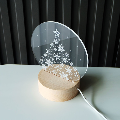 雪の結晶 クリスマスツリー アクリルライトスタンド RGBカラータイプ
