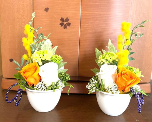 お仏壇 お供の花1対(プリザーブドフラワー) マンション用の お