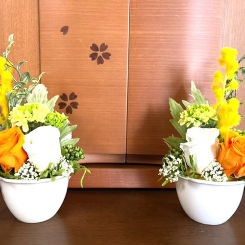 お仏壇 お供の花1対(プリザーブドフラワー) マンション用の お