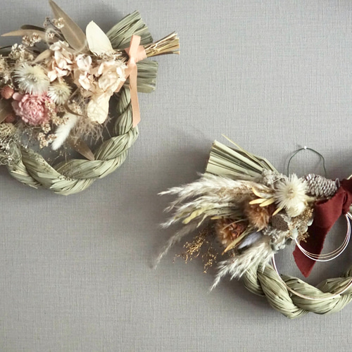 早割)2way スワッグ&しめ縄飾り Bonne année2023 ドライフラワー