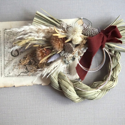 ドライフラワー スワッグ しめ飾り 松飾り 正月飾り リース 42.ドライ