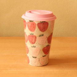 粉引き赤とピンクのイチゴのグランデカップ 1枚目の画像