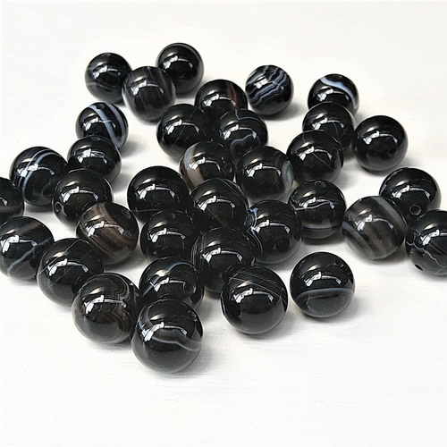 10mm・12mm 黒縞瑪瑙（ブラック サードオニキス・チベット