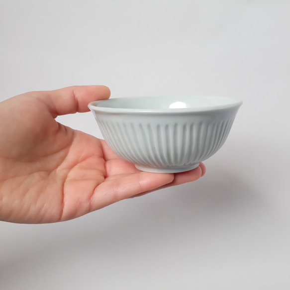 透明釉 細いしのぎの小鉢　　定番　和食器　日常　白　シンプル 7枚目の画像