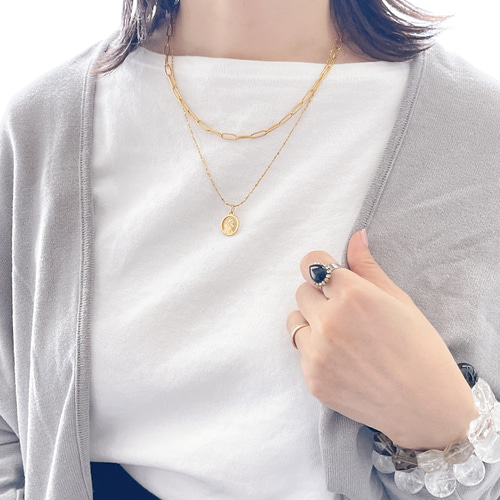 横顔マリア コイン形メダイ Goldネックレス✧スエッジ×オーバル2