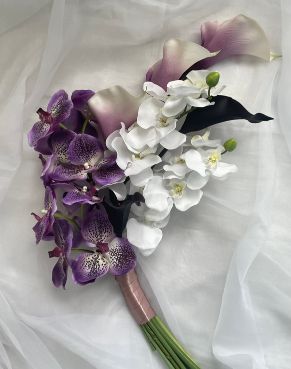 結婚式 ブーケ ウェディング 和装 胡蝶蘭 白い胡蝶蘭で和装にも！結婚式ブライダルブーケオーダー頂きまし