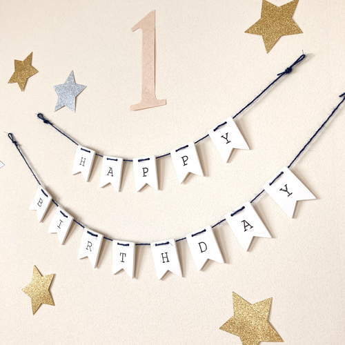 選べる麻紐6色♡バースデーナチュラルガーランド 山型フラッグタイプ