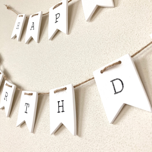 選べる麻紐6色♡バースデーナチュラルガーランド 山型フラッグタイプ