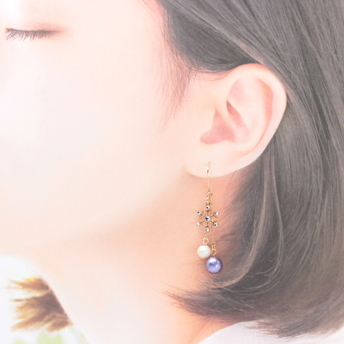 Purple Snow(897) ピアス/イヤリング/ノンホールピアス/樹脂ピアス 
