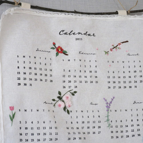 LAST SALE 2023年のファブリックカレンダー 刺繍ファブリック 