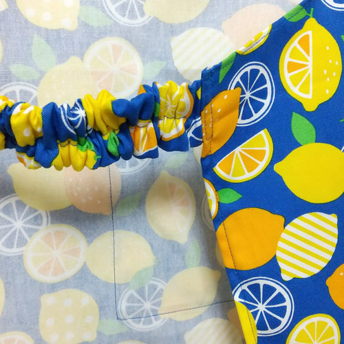 昭和レトロ　レモンちゃん　エプロン　新品未使用 フレッシュレモン（ブルー）子供用エプロン 90～160cm【首回り・腰回り