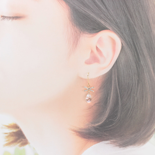 Ribbon Drop~オーロラ~(a928) ピアス/イヤリング