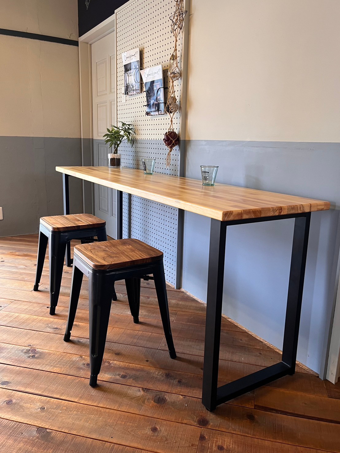 大ヒット商品！！★☆あなただけのカウンターテーブル★☆ロ型アイアン脚 1800×500×715ｍｍ 板厚30mm