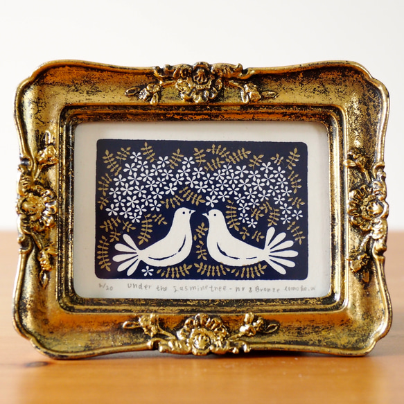 版画 - under the jasmine tree - navy&bronze（シルクスクリーンプリント） 2枚目の画像