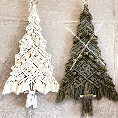 マクラメ☆クリスマス☆タペストリー ☆マクラメタペストリー Xmas tree☆デザインbオーダーページ