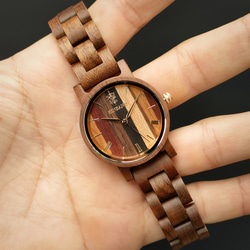 【木製腕時計】EINBAND Reise Mix Wood × Walnut 5種類の木 木の時計 ウッド【32mm】 4枚目の画像