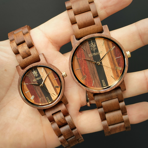 【木製腕時計】EINBAND Reise Mix Wood × Walnut 5種類の木 木の時計 ウッド【32mm】 10枚目の画像
