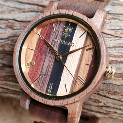 【木製腕時計】EINBAND Reise Mix Wood × Walnut 5種類の木 木の時計 ウッド【32mm】 2枚目の画像