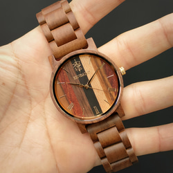 【木製腕時計】EINBAND Reise Mix Wood × Walnut 5種類の木 木の時計 ウッド【40mm】 4枚目の画像