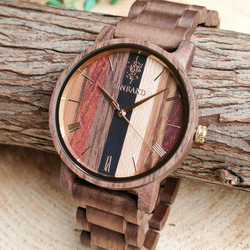 【木製腕時計】EINBAND Reise Mix Wood × Walnut 5種類の木 木の時計 ウッド【40mm】 1枚目の画像