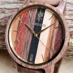 【木製腕時計】EINBAND Reise Mix Wood × Walnut 5種類の木 木の時計 ウッド【40mm】 2枚目の画像