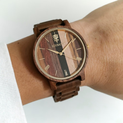 【木製腕時計】EINBAND Reise Mix Wood × Walnut 5種類の木 木の時計 ウッド【40mm】 8枚目の画像