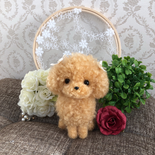 羊毛フェルト　ハンドメイド　スマイルプードルちゃん♡17センチプードルちゃん f4670c77d9445be3e05d40b0120698