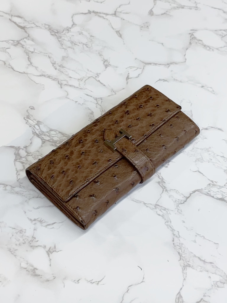 日本製　上質　クライン・カルー　オーストリッチ　ロングウォレット　長財布　束入れ エキゾチックレザー