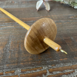 糸紡ぎスピンドル木工/ナチュラルカラーxゴールド 2枚目の画像