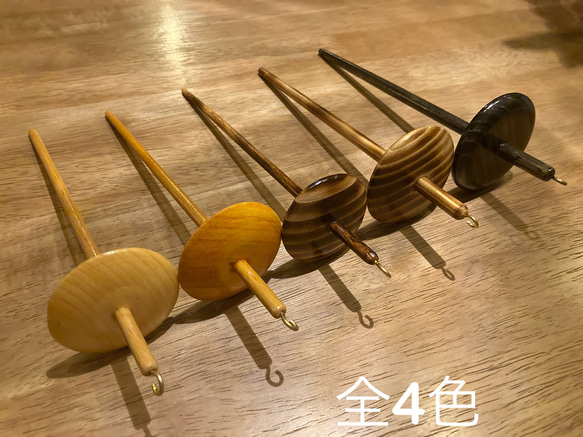 糸紡ぎスピンドル木工/ナチュラルカラーxゴールド 3枚目の画像