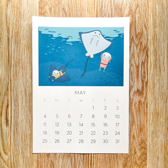 【2025年4月はじまり】 海のいきものの壁掛けカレンダー【A4サイズ】 8枚目の画像