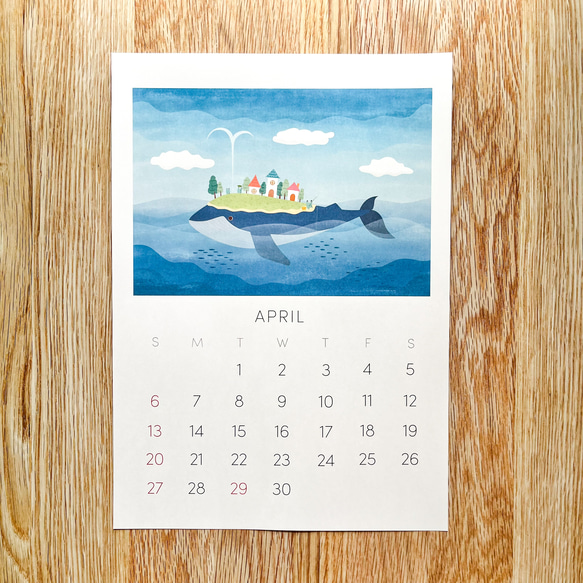 【2025年4月はじまり】 海のいきものの壁掛けカレンダー【A4サイズ】 7枚目の画像
