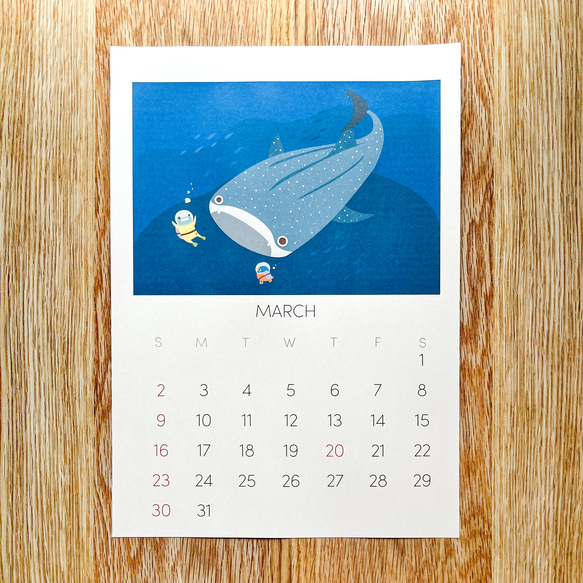 【2025年4月はじまり】 海のいきものの壁掛けカレンダー【A4サイズ】 6枚目の画像