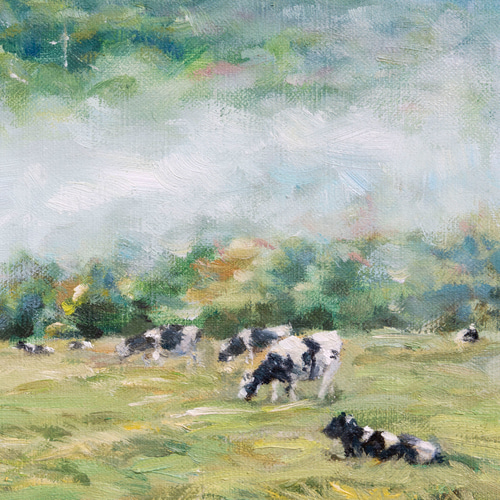 高速 割引 2025 東日本 のどかな田園】 豪華 額縁付 一点物 F3サイズ 油絵原画 絵画