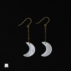 “新月”白珍珠耳環-14kgf 第6張的照片