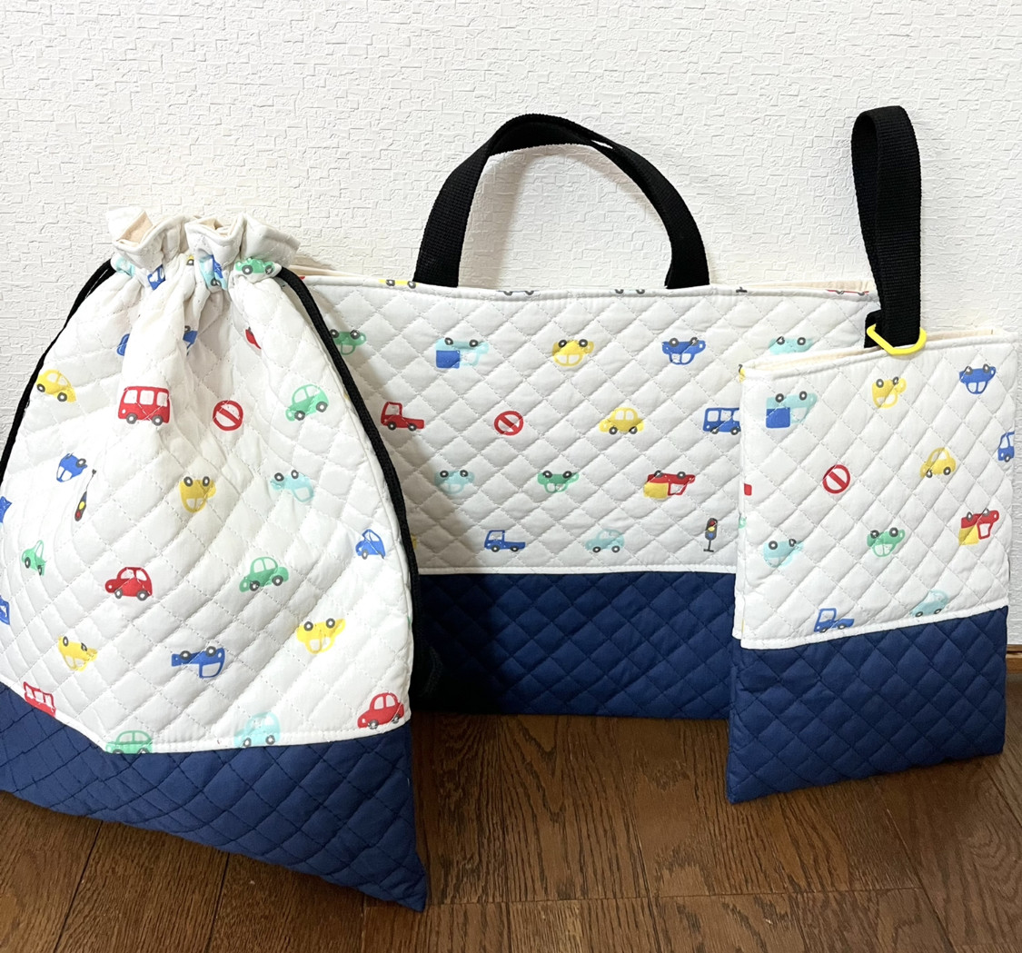 【再販】★入園、入学★レッスンバッグ、お着替え袋、シューズ袋セット　キルティング