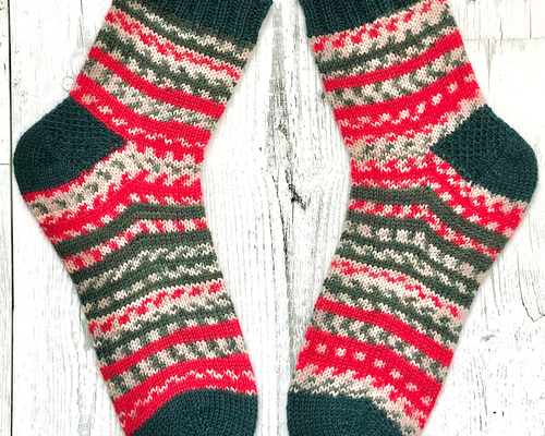 あったかい手編み靴下 レラーナ毛糸の手編み靴下【クリスマス】 靴下